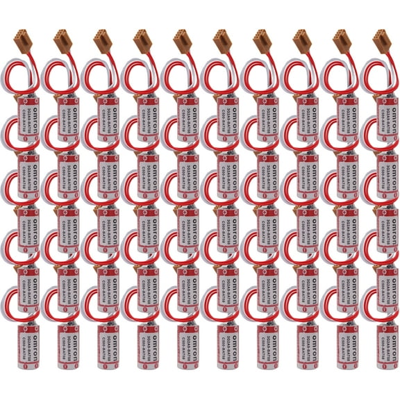 50 Pcs ER17/33 PLC Batterywith Brown JAE2.5mm-4P Plug for 3G2A9-BAT08 C500-BAT08 PLC Battery (ER17/33 2/3A 3.6V 1600mAh)