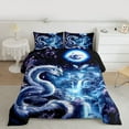 thumbnail image 2 of Homewish Chinese Dragon Print Bedding Comforter Set for Boys, Dreamy Waterfall Castle Twin Comforter Sets, Psychedelic Japanese Style Reversible Bedding Set, Lightweight Room Decor, 2pcs, 2 of 8