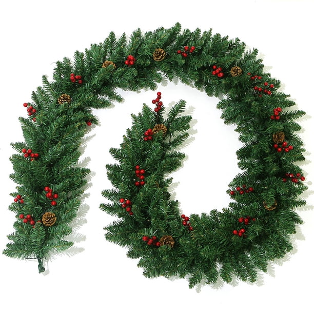 Adornos Navideños de Ratán de Pvc de 2,7 Metros con Luces, para Árbol de Navidad.