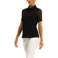 thumbnail image 4 of INSPIRE CHIC Button Down Shirt for Women's Sheer Short Sleeve Point Collar Work Tops M Black, 4 of 6