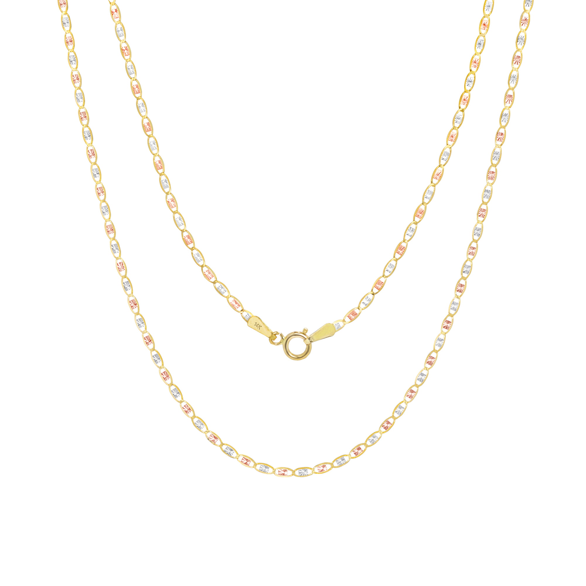14K Solid Yellow White Rose Gold Valentino Necklace Chain 1.5mm 16-24" Women Men 
