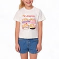 thumbnail image 4 of NIPAXO Girls T-Shirt Short Sleeve Graphic Crewneck Soft Cotton Blend Kids Pullover Tee Shirt for Girls with Cute Cartoon Dog Flower Pattern,White, 4 of 6
