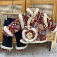 thumbnail image 3 of KAUOD Girls Chinese New Years Fleece Vest Fuzzy Cuffs Winter Sleeveless 𝗧ang Jackets Kids Plain Soft Traditional Waistcoat, 3 of 3