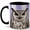 Black, variant on Owl Portrait Coffee Mug, Wild Bird Mug, Ceramic 11 oz