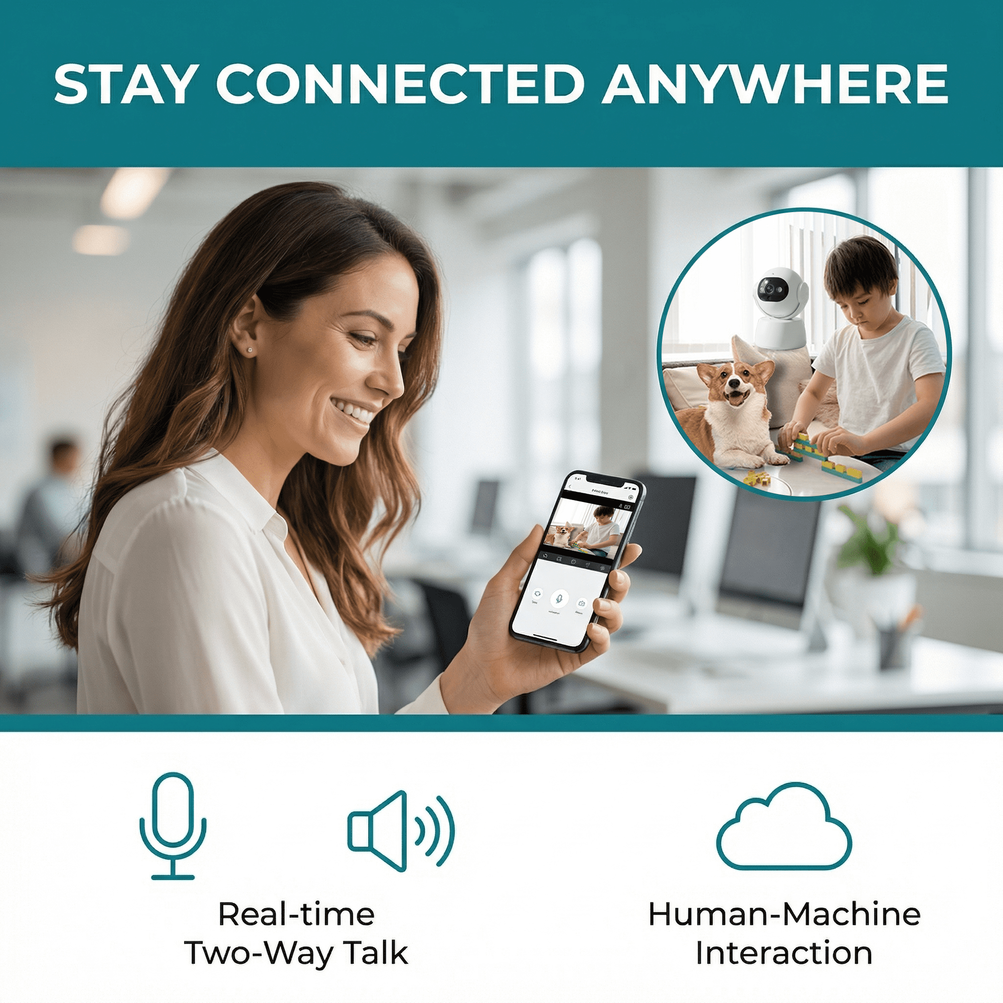 2K Security Camera Indoor, 3MP WiFi Home Camera with 355° Pan 180° Tilt, Motion Detection & Human Alert, Color Night Vision, SD Card & Cloud Storage, Baby/Elder/Pet Monitor, White