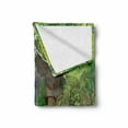 thumbnail image 2 of Hobbits Soft Flannel Fleece Throw Blanket, Fantasy Hobbit Land House in Overhill Woods Movie Scene New Zealand, Cozy Plush for Indoor and Outdoor Use, 50" x 70", Green Brown Blue, by Ambesonne, 2 of 6