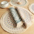 thumbnail image 4 of piezas de manteles individuales estampados con borlas bohemias, posavasos estampados para el hogar, aislamiento, forma circular, accesorios para la mesa de la cena, C, 4 of 5