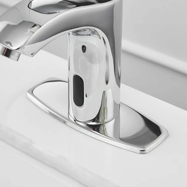Buy BWE Black Touchless Bathroom Faucet Automatic Sensor With Hole Cover Plate Hands Free Bathroom Sink Water Tap With Control Box And Temperature Mixer