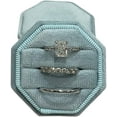 thumbnail image 1 of Velvet Treasures Engagement Ring Box - Vintage 3 Slot Octagon Jewelry Box for Wedding Ceremony, Display & Storage, Pale Blue, 1 of 4