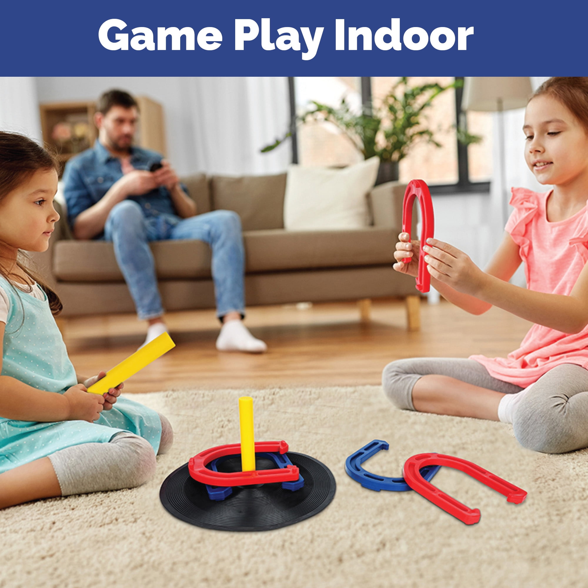 ARS Sports Rubber Horseshoe Game Set for Kids and Adults, Indoor Outdoor Backyard Play