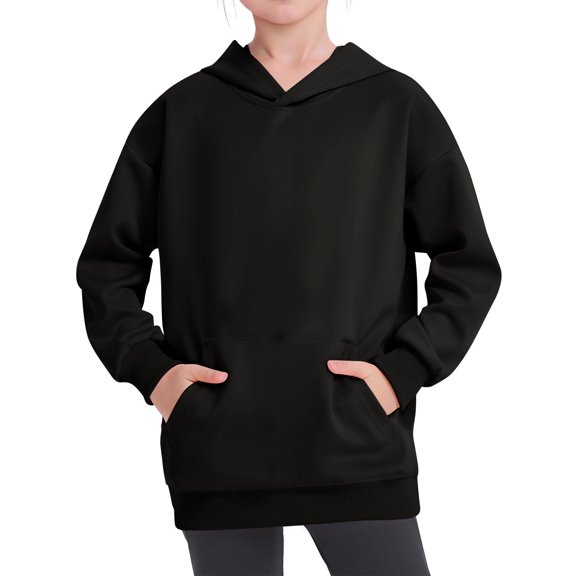 Grblisyd Boys Girls Fashion Hoodies Kids Solid Color Long Sleeve Hooded Sweatshirts with Pocket 5-12 Years