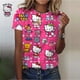 thumbnail image 2 of Camiseta de manga corta informal para mujer, con estampado de dibujos animados de Hello Kitty, para verano, 2 of 4