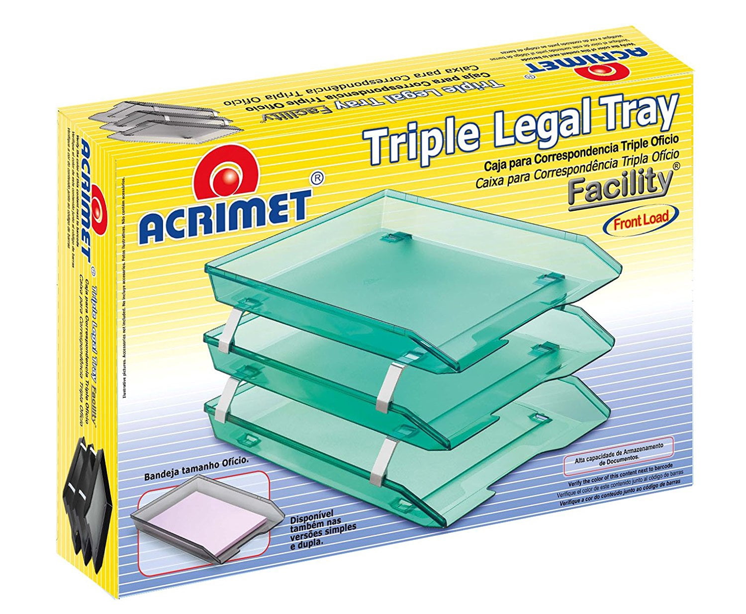 Acrimet Facility 3 Tier Letter Tray Front Load Plastic Desktop File Organizer (Smoke Color)
