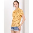 thumbnail image 4 of Blusa para Mujer Allegra K estampado de Cereza con cuello con Corbata de lazo Amarillo L, 4 of 6