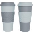 thumbnail image 1 of Copco Acadia Taza de viaje con tapa de 16 oz, juego de 2 vasos aislados de doble pared, funda antideslizante y sin BPA, apta para microondas y lavavajillas, taza de café de viaje de plástico reutiliza, 1 of 5