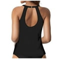 thumbnail image 3 of TOWED22 High Neck Tankini Top Backless Bathing Suit Tops for Women Swimsuit Top Key Hole Swim Top Only(Black,XXL), 3 of 7