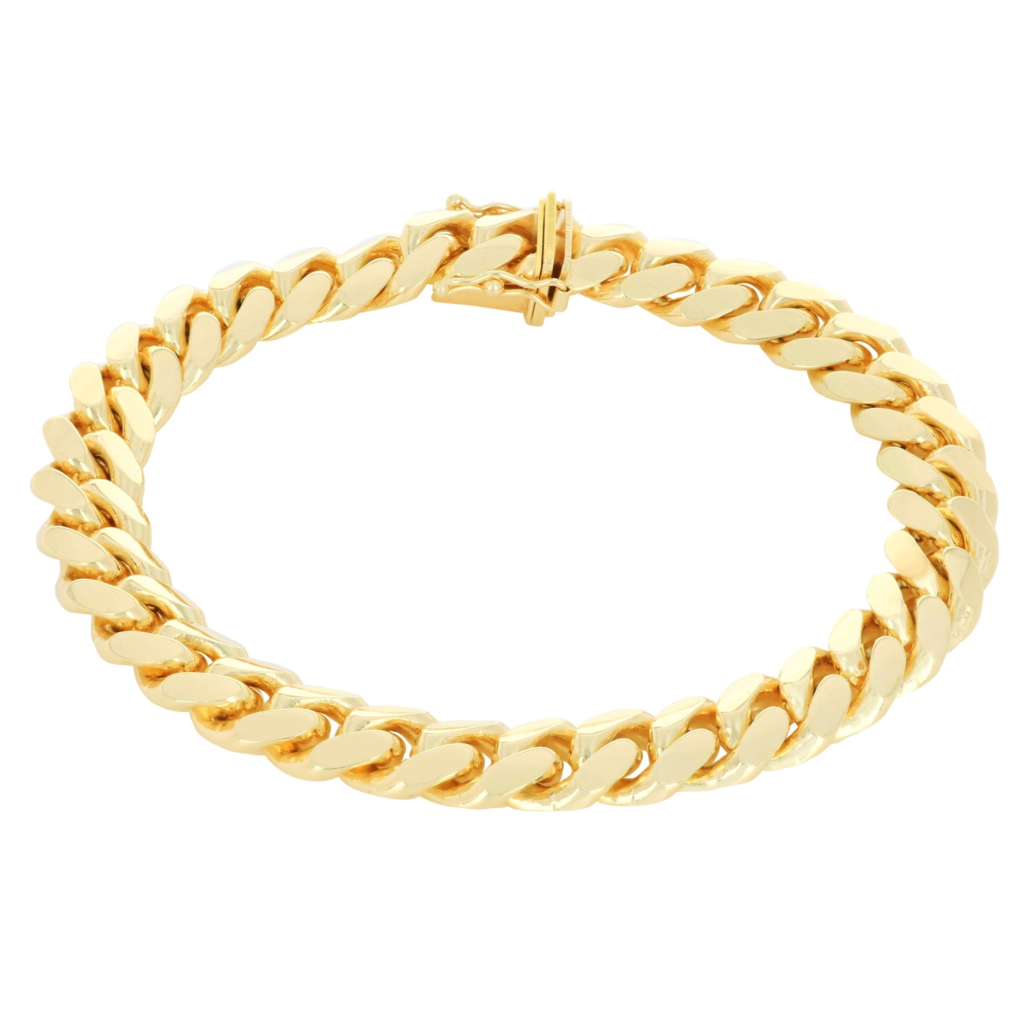 Nuragold 10K Real Yellow Gold Solid Miami Cuban Link Chain Bracelet 7"-9" (2.7mm-10mm) Italian Jewelry for Men & Women