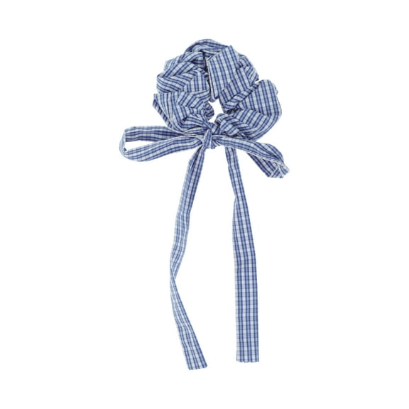 Unique Bargains 1 Pc Scrunchie Fashion Striped Bow Ribbon Hair Elastics Blue