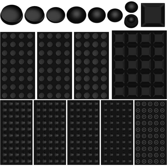 366 Silicone Cabinet Door Bumpers Clear Adhesive Cabinet Bumpers Pads Sound Dampening Bumpers Door Bumper Pads for Kitchen Cabinet Door Furniture Surface Protection in 9 Sizes (Black)