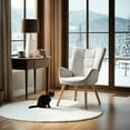 thumbnail image 6 of Homy Casa Desk Chair, High Wingback Comfortable Home Office   Reception Seating, Beige, 6 of 9