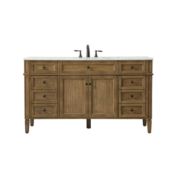 Elegant Lighting Vf12560 Park Avenue 60" Free Standing Single Basin Vanity Set - Wood