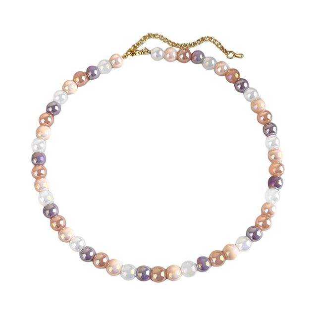 Collier Ras-du-Cou Perlé Coloré Collier Rond Nacré Collier Bohème Perlé Bijoux pour Femmes Vacances Été Plage Vacances
