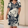 thumbnail image 3 of Leopard Print Women's Loose Short Sleeve Dress Casual Summer Plus Size Long Dresses with Pockets, 3 of 5