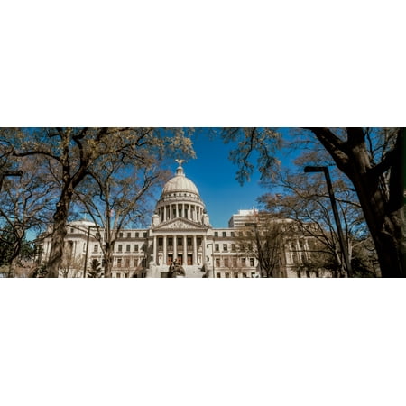 Statue outside a government building Mississippi State Capitol Jackson Mississippi USA Stretched Canvas - Panoramic Images (27 x