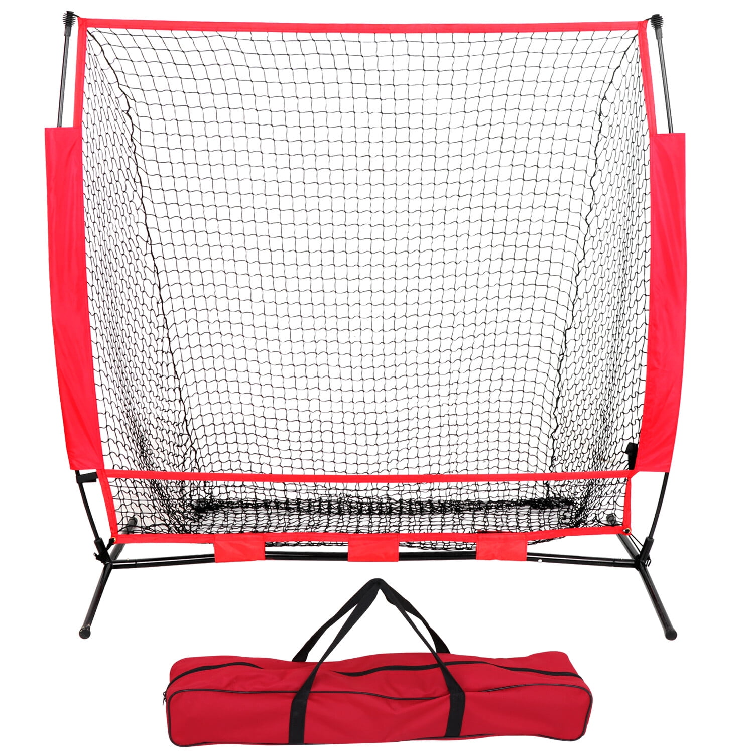Portable 7×7' Baseball Softball Practice Hitting Net Bow Frame Bag W/ Carry Bag 
