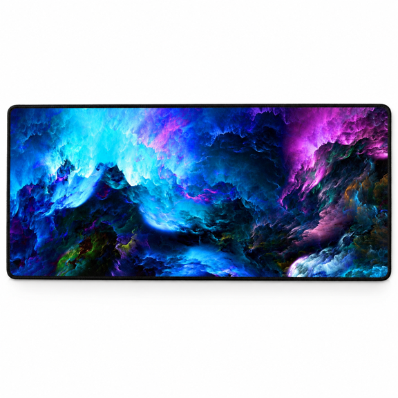 Gaming Mouse Pad, Large Non-Slip Rubber Base Mousepad, Keyboard Mouse Mat, Desk Pad with ed Edges, 31.5x11.8inch, Dazzling Galaxy
