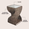 thumbnail image 2 of JONATHAN Y Suraya 14" Coastal Bohemian Handwoven Water Hyacinth Sculptural Twisted End Table with Glass Top and Storage Shelf, Brown, TBL2506B, 2 of 6