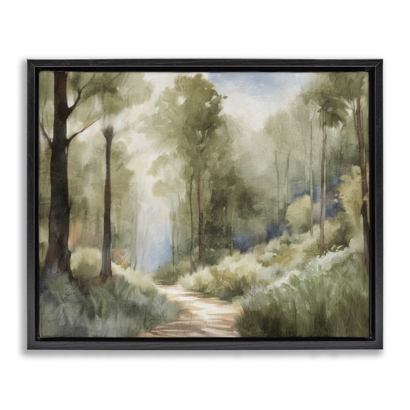 Hazy Atmospheric Walk Black Framed Floater Canvas Wall Art, design by Kim Allen