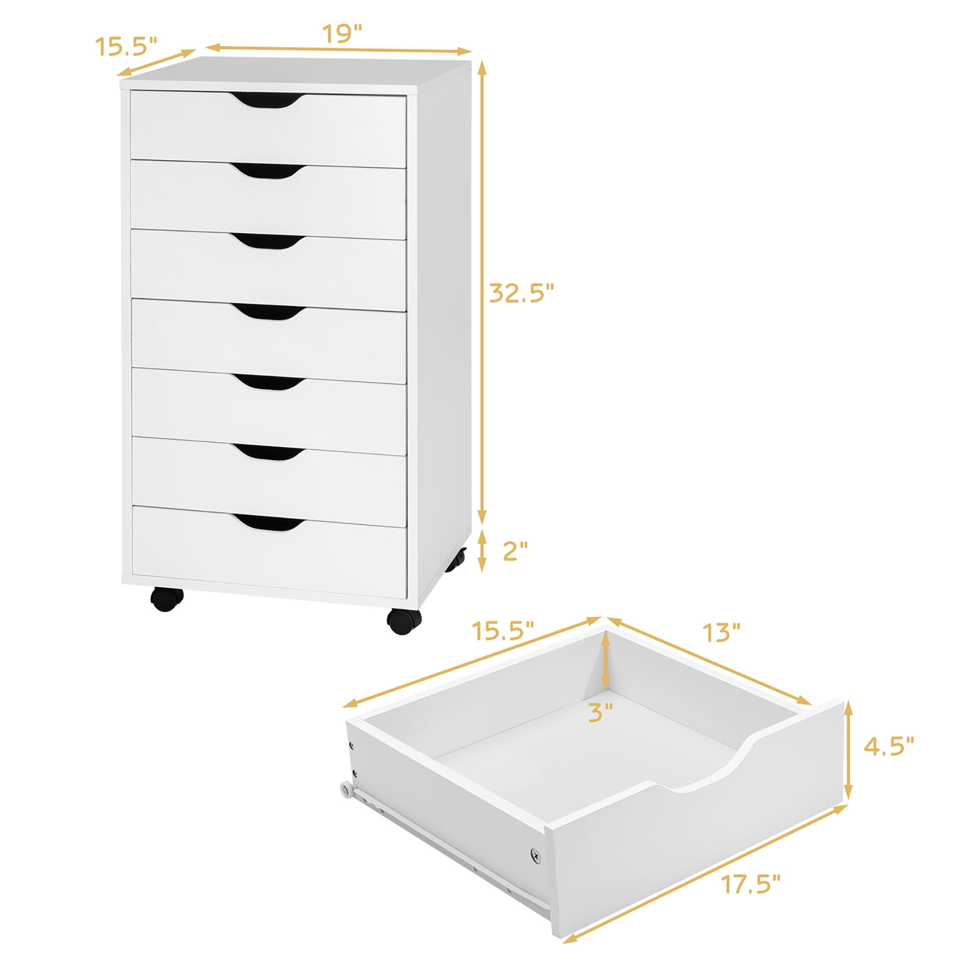 Drawer Chest ドロワーチェスト Costway 7-Drawer Wood Bedroom Furniture Storage Dresser