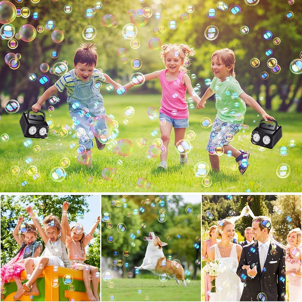 INTELIVE 50000 Bubbles Bubble Machine with Two Fans, Bubble Blowing Machine Bubble Maker for Birthday Party Camping Wedding Outdoor Activities, Battery Not Contained