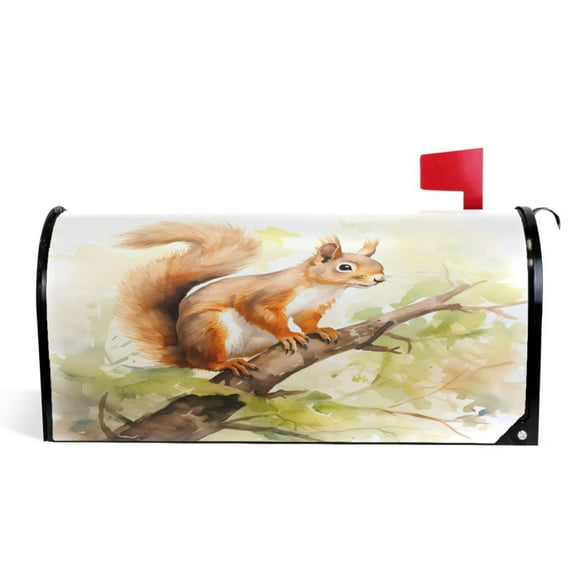 Ryvnso Mailbox Cover Cute Squirrel on Tree Magnetic Mailbox Wrap Standard Size 21x18 Inch