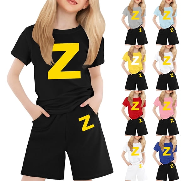 LRen Toddler Girl Summer Outfits 4t Cartoon Print Short Sleeve Tee and Shorts Crewneck Soft Beach Outfits Flower Print Summer Tropical Suit Preppy Clothes