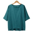 thumbnail image 2 of Womens Tops Loose Button Shirt Top Stand Solid Color Sleeve Collar Casual Shirt Cotton And Linen Slim Elegant With Side Splits Waist Festivals Package Size 30X25X1Cm Xl Shirts for Women, 2 of 9