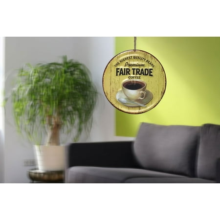Fair Trade Garden - Creative Motion Round Painted Art with Premium Fair Trade Coffee - The Highest Quality Beans Metal Wall Décor. ; Product Size: 15 x 15 x 0.2