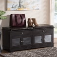 thumbnail image 2 of Baxton Studio Leo Faux Leather Shoe Storage Bench in Dark Brown, 2 of 9