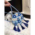thumbnail image 2 of TRKIYQC Bolso de mano floral de punto bohemio con borla, bandolera cruzada colorida de 22 cm para mujer Holiday Beach TRKIYQC moda, 2 of 3