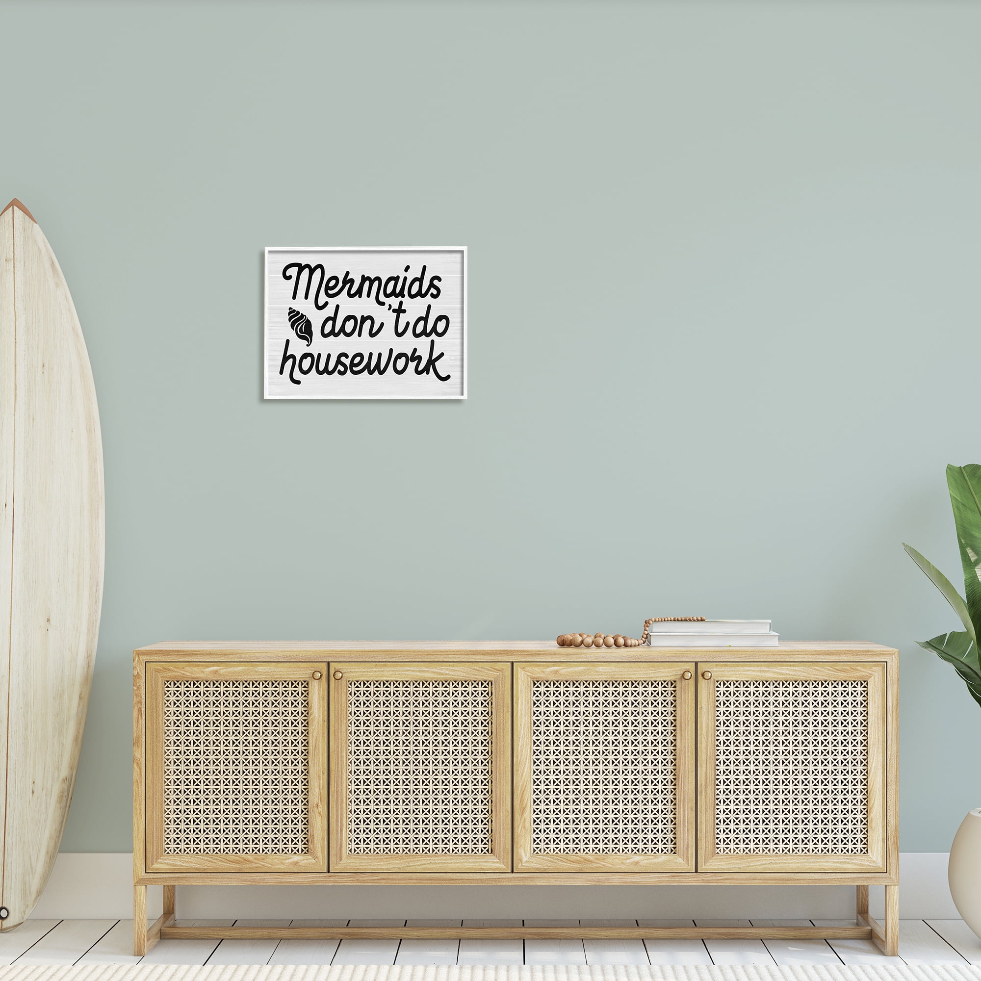 Stupell Industries Mermaids Don't Do Housework Funny Nautical Phrase, 20 x 16,Design by Daphne Polselli