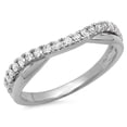 thumbnail image 1 of 0.30 Carat (ctw) 14K White Gold Round Cut White Diamond Ladies Anniversary Wedding Guard Contour Band 1/3 CT, 1 of 4