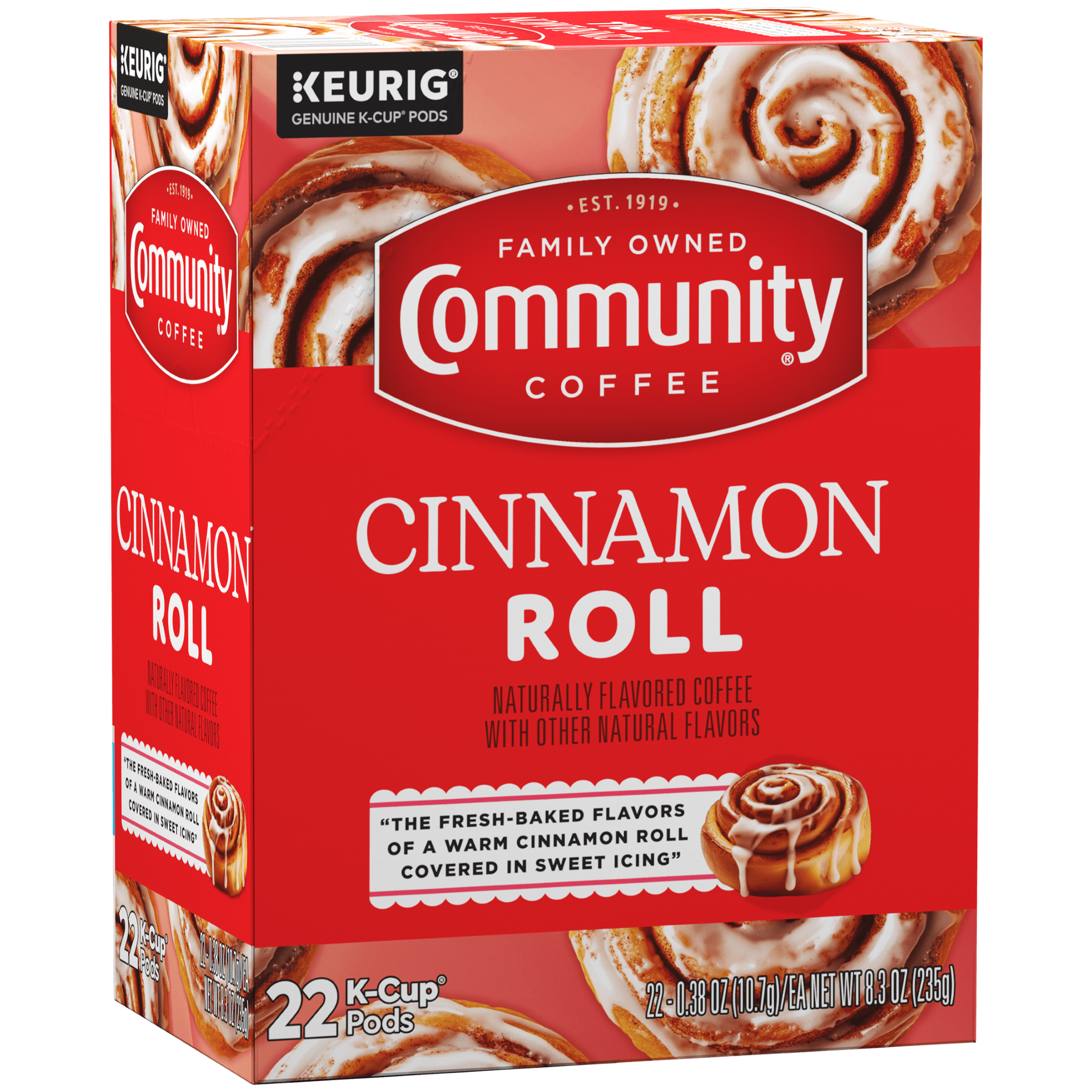 Community® Coffee Cinnamon Roll Coffee Single-Serve Cups 22 Count Box
