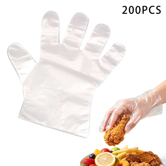 GISUREY 200 Count Disposable Food Prep Gloves, Clear Poly Gloves for Food