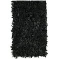 thumbnail image 3 of SAFAVIEH Mariam Leather Shag Area Rug, Black, 2'3" x 4', 3 of 7