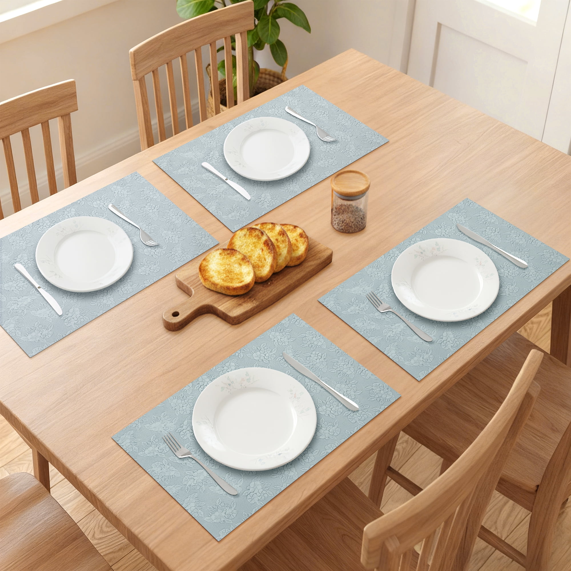 Unique Bargains Faux Leather Placemats for Kitchen Home Misty Blue 17.7"x11.8"