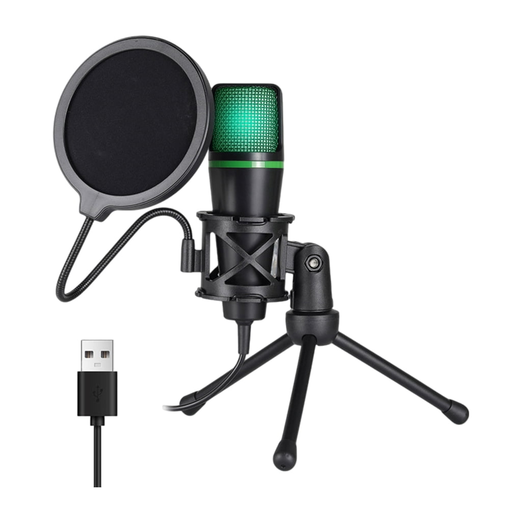 USB Computer Microphones for Students and Professional Plugs and Play Design RGBs Lighting Gains Control Shock Mount