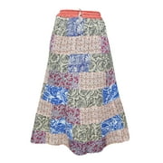 Mogul Women's Vintage Patchwork Skirts Floral Print Peasant Long Skirts