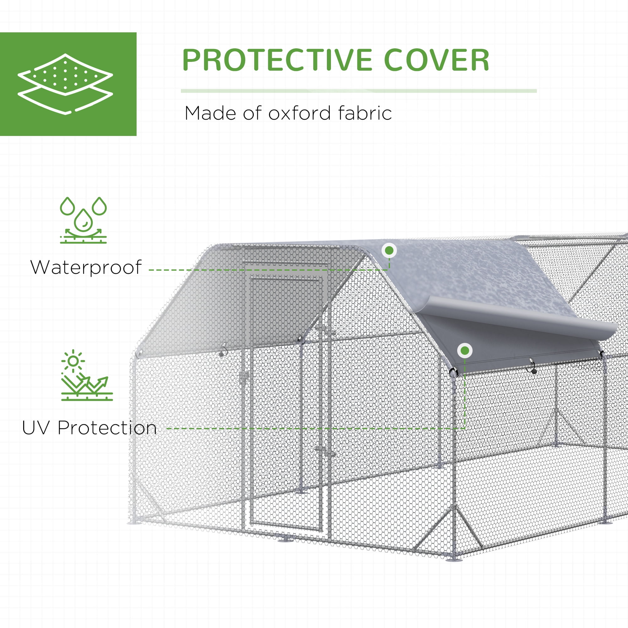 PawHut Metal Chicken Coop, Walk In Chicken Run Outdoor