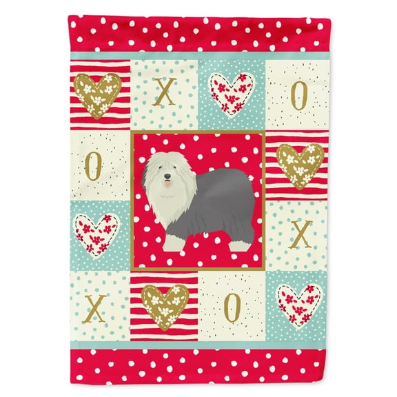 Carolines Treasures CK5942GF Old English Sheepdog Love Flag Garden Size Small multicolor